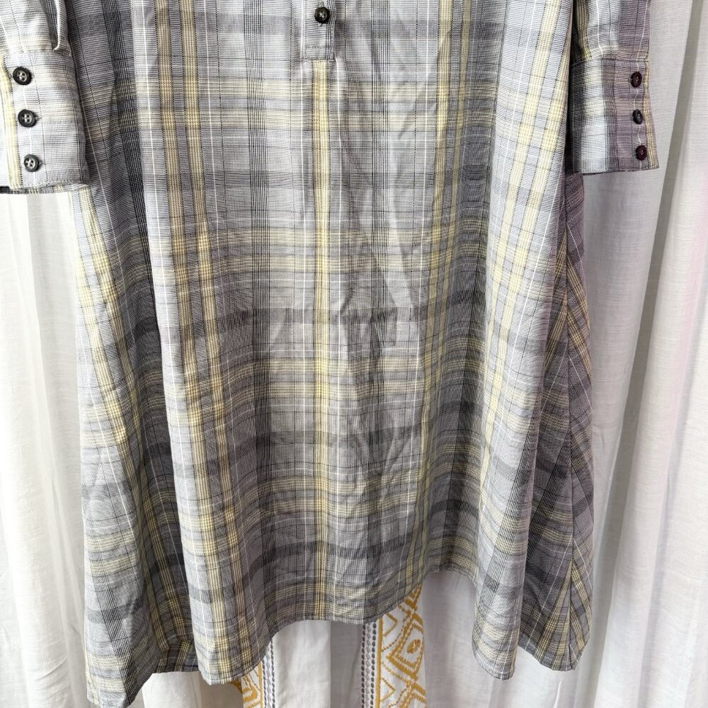 Moussy Plaid Handkerchief Hem Shirt Dress (Size S) Long Sleeve Loose Fit Modest - Picture 6 of 11